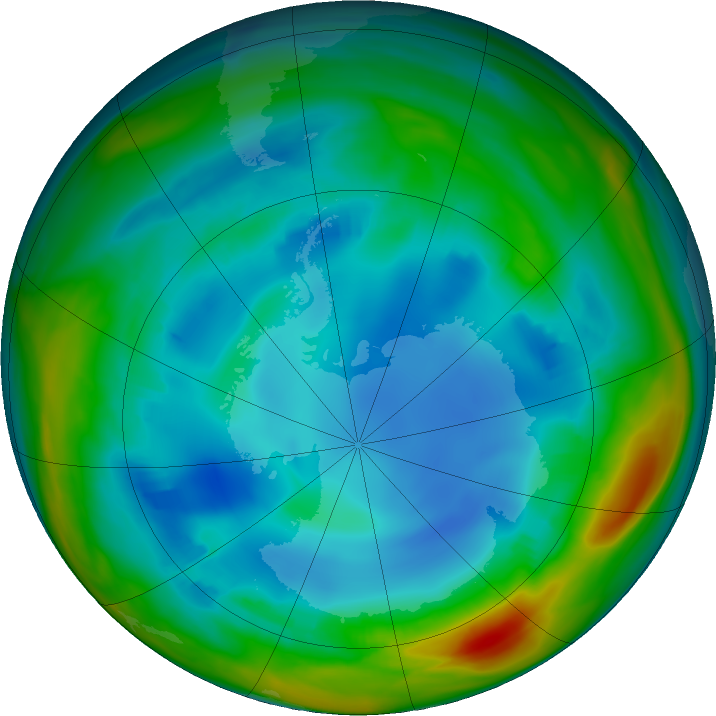 Antarctic ozone map for 30 July 2017